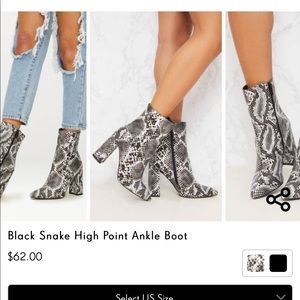Snake skin (faux) boots: pretty little things
